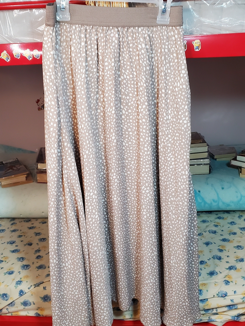 Vince Camuto Beige Dot-Print Midi Skirt Size Small